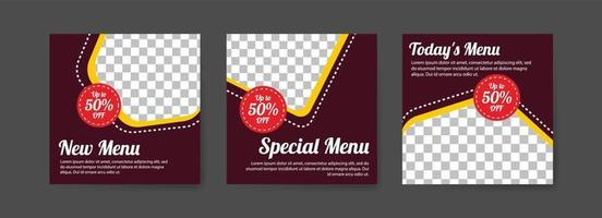 Social media post template for food sales promotion. vector