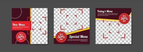 Social media post template for food sales promotion. vector