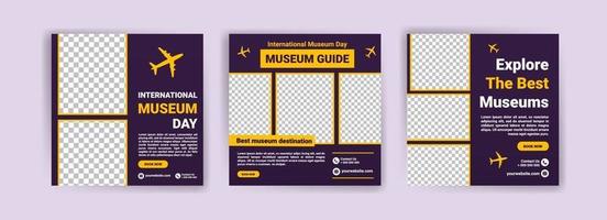 International Museum Day. travel sale social media post template. vector