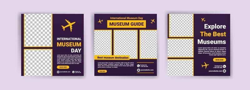 International Museum Day. travel sale social media post template.