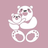 sticker, card with happy father and child panda vector