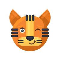 Tiger winking cute emoji funny expression vector