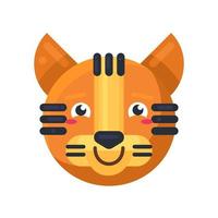 tigre sonriendo con pollitos rosa vector emoji positivo