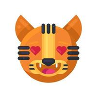 tigre con corazones en los ojos expresión emoji vector