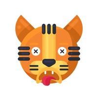 tigre muerto reacción expresión facial emoji vector