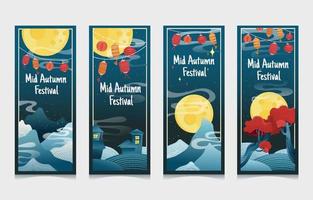 Mid Autumn Festival Cards Template vector