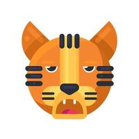 tigre lindo animal aburrido expresión emoji vector