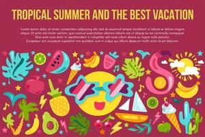 Summer vacation flat banner template vector