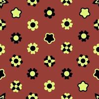 Brown-yellow black ornament flower seamless pattern vector design