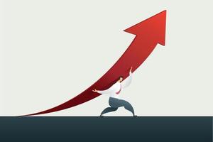 Businessman leader holding arrow up path to goal in business. vector