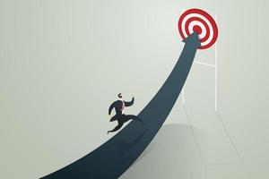 Businessman running to arrow go to achieve a target. vector