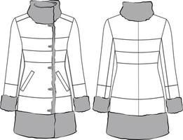 Fashion suede jacket coat illustration. Outwear flat fashion sketch