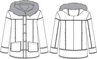 ilustración de abrigo de chaqueta de gamuza de moda. boceto de moda plana outwear vector