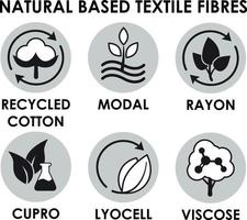 iconos de fibra textil de base natural. modal, lyocell, rayón, viscosa vector