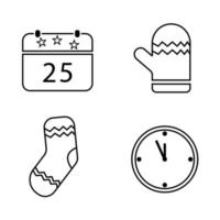 New Year Icon Set, Flat Line Design vector