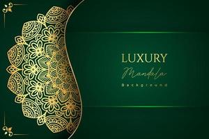 Luxury ornamental mandala design background in green color vector