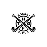 Ilustración de diseño de icono de logotipo de escudo de campo de hockey vector