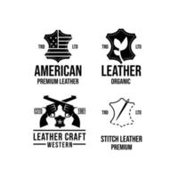 set collection leather craft logo icon design vector