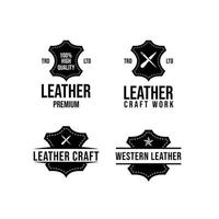 set collection leather craft logo icon design vector