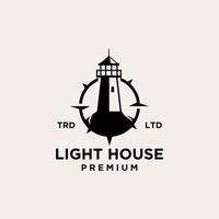 light house with compass premium logo vector