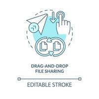 Drag and drop file sharing blue concept icon vector