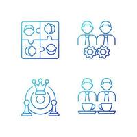 Office members interaction gradient linear vector icons set