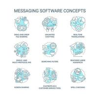 Messaging software blue concept icons set vector