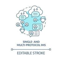 Protocolo único y multiprotocolo im concepto azul icono vector