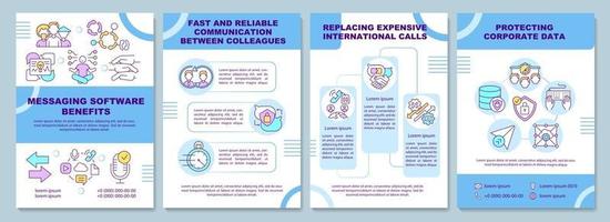 Plantilla de folleto de beneficios de software de mensajería vector