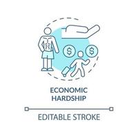 Economic hardship blue concept icon vector