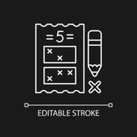 Five digit lottery game white linear icon for dark theme vector