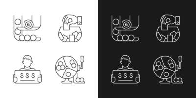 Lottery formats linear icons set for dark and light mode vector