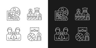 Participation in lottery linear icons set for dark and light mode vector