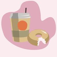 Coffee and donut delicious food for breakfast vector