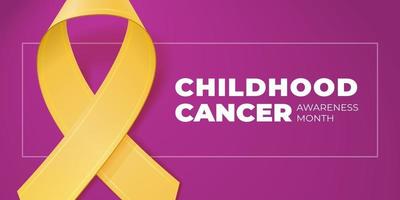 Yellow ribbon with copy space. Childhood Cancer Awareness Month. vector