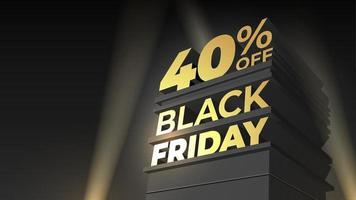 Black Friday Illustration with 3d letters, building and spotlight. vector