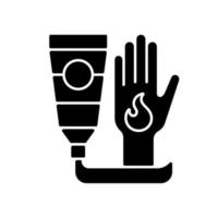 Ointment for burns black glyph icon vector