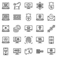 Cyber Security Icon set - vector illustration .