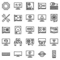 conjunto de iconos de hardware - ilustración vectorial. vector