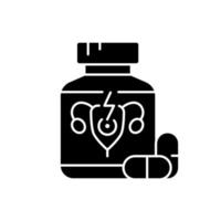Pills for period cramps black glyph icon vector