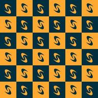 Green and yellow checkered double boomerang pattern vector