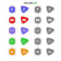 iconos de redes sociales en color y en blanco y negro vector