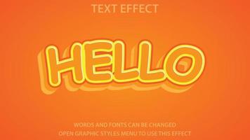 Hello text effect template. Editable. EPS 10 vector