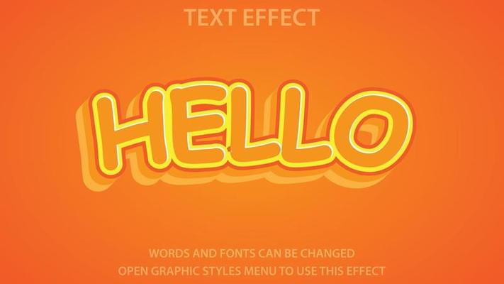 Hello text effect template. Editable. EPS 10