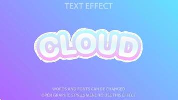 Cloud text effect template. Editable. EPS 10 vector