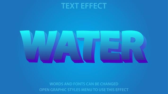 water text effect vector illustration editable