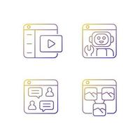 Digitization in business gradient linear vector icons set