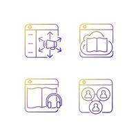 Launching online services gradient linear vector icons set