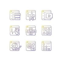 Digital platforms gradient linear vector icons set