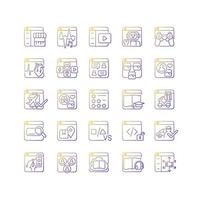 Online platforms gradient linear vector icons set